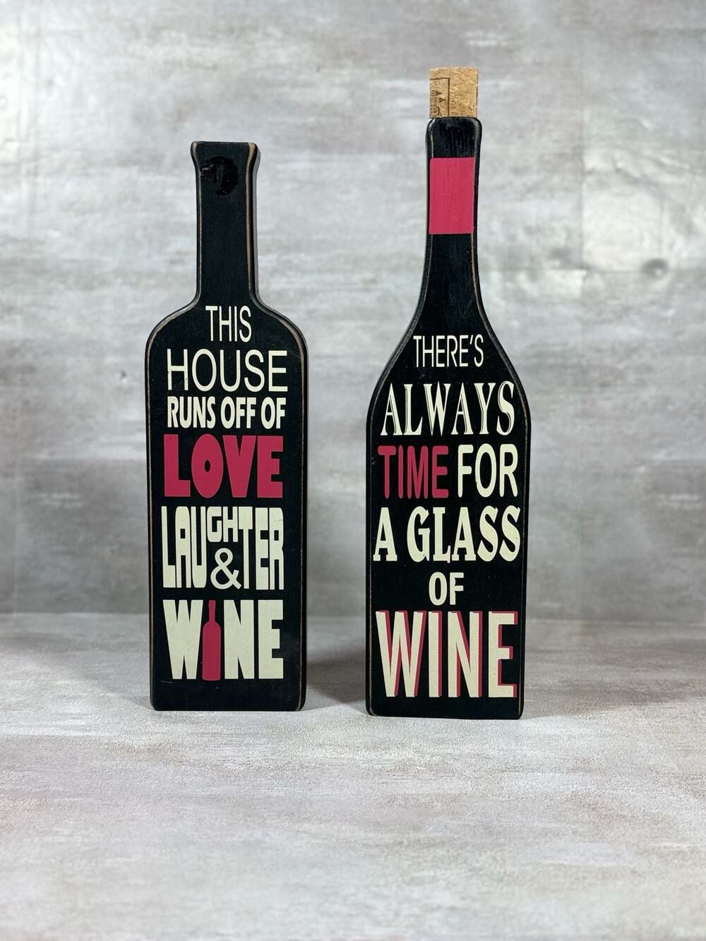 Wood Wine Bottle Decor Set of 2